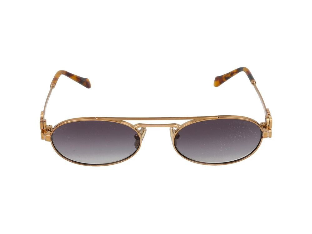 Miu Miu Gold Double Bridge Metal Oval Sunglasses