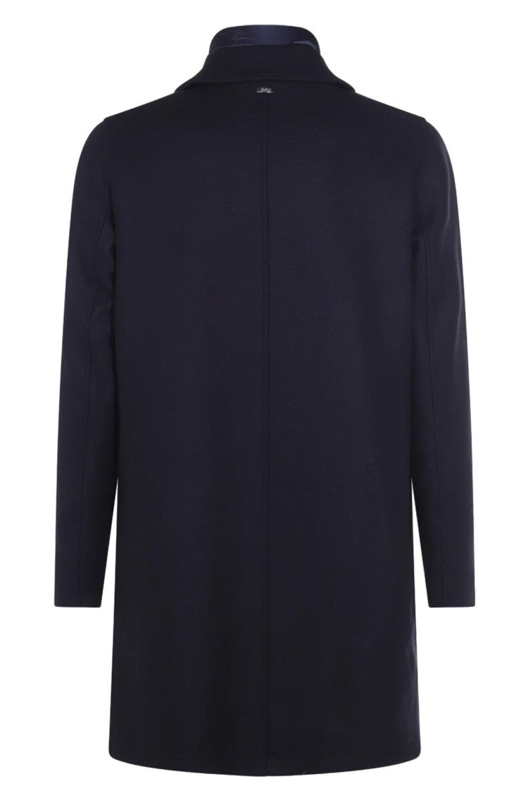 Herno Dark Blue Long-Sleeve Coat With Removable Inner Bib