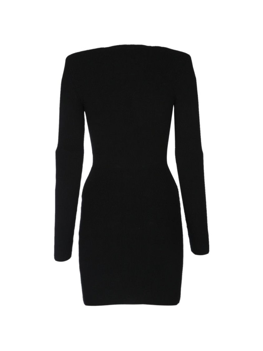 Elisabetta Franchi Fitted Mini Dress With Double-Breasted Gold Buttons