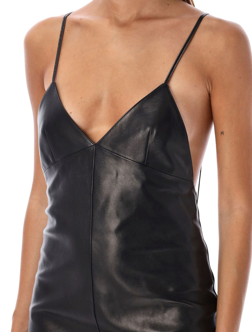 Saint Laurent Leather Midi Dress