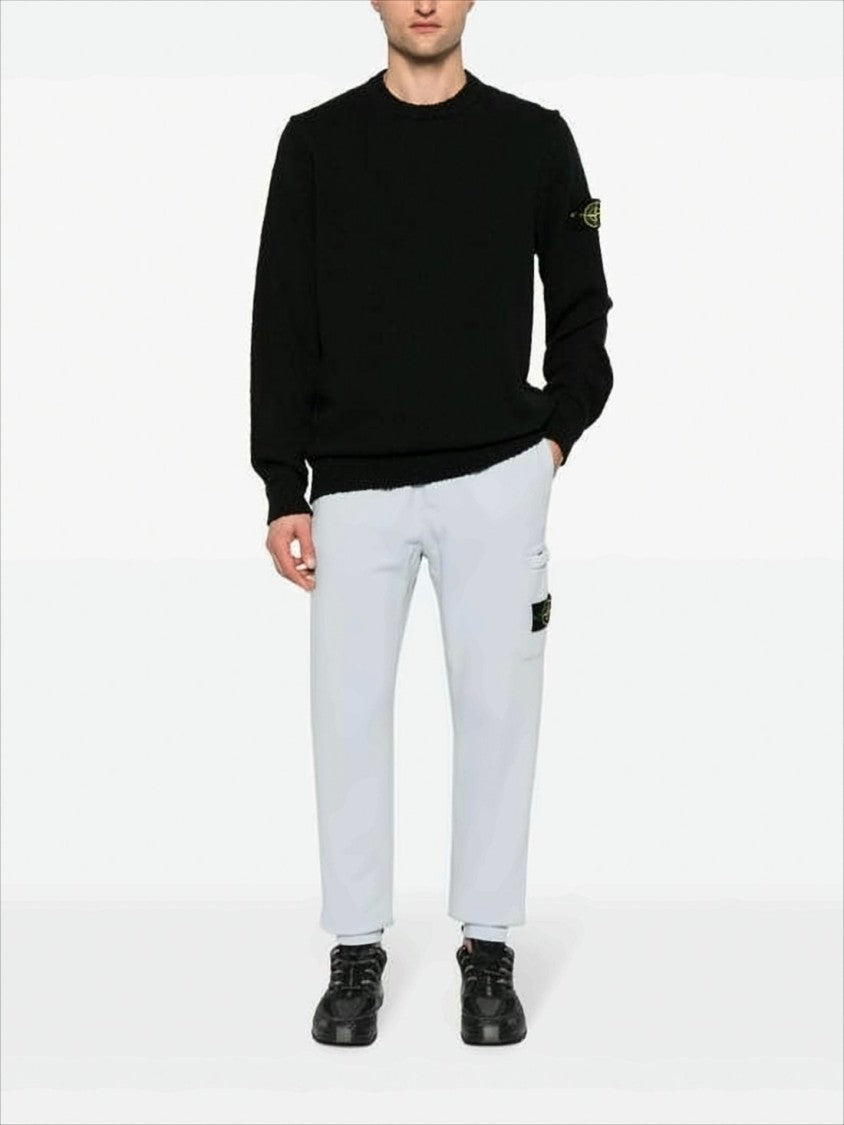 Stone Island Minimalistic Textured Black Knit Sweater By Stone Island