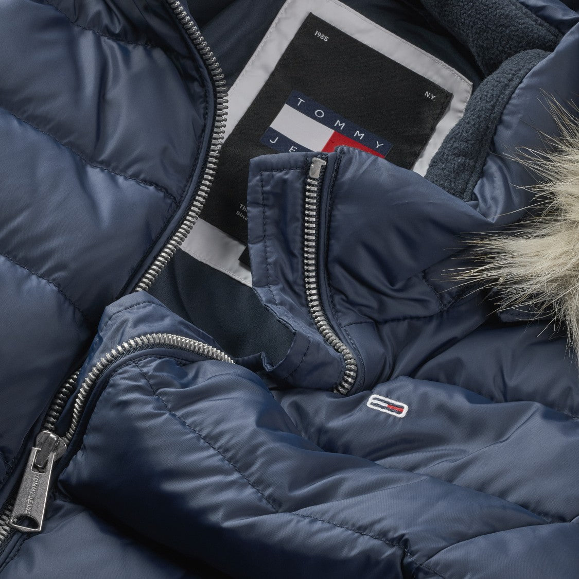 Tommy Jeans Fitted Down Jacket Removable Faux Hood