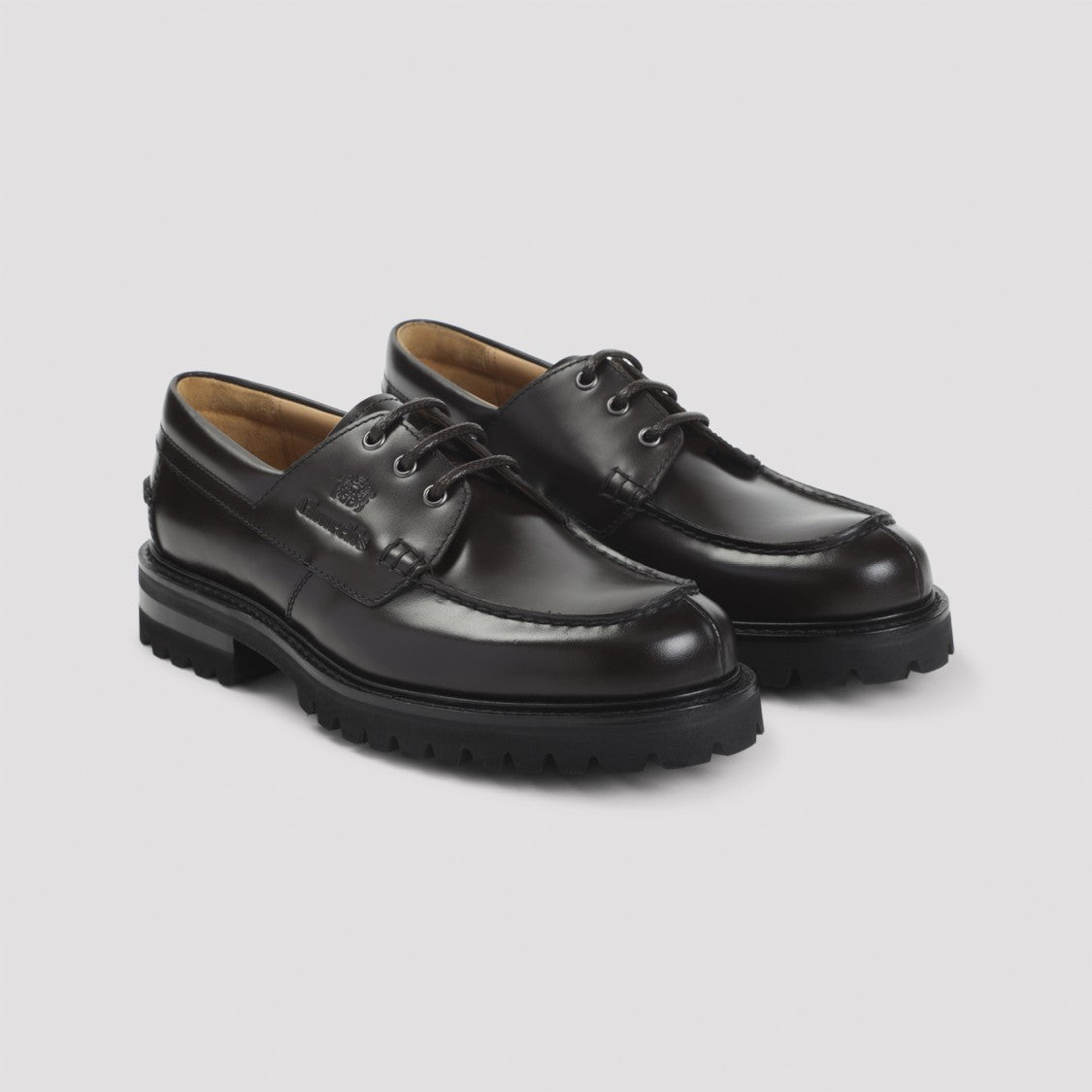 Church's Moc Toe Black Calf Leather Shoes With Chunky Rubber Sole