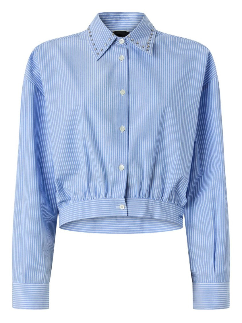 Pinko Blue Striped Embellished Collar Shirt