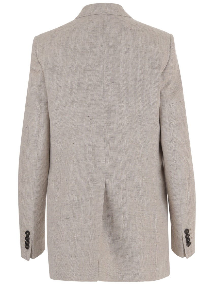 Tagliatore Double-Breasted Jacket In Linen Blend