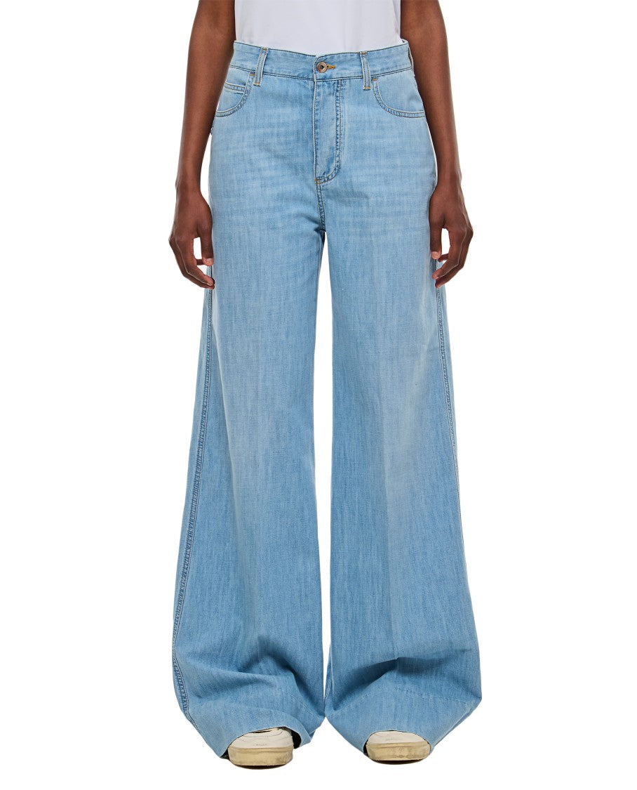 Bottega Veneta Bleached Light Wide Leg Denim Pants