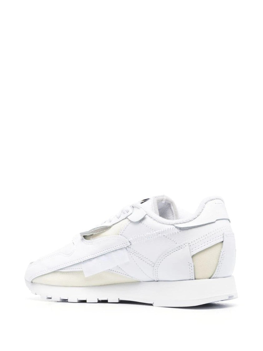 Maison Margiela Minimalist White Leather Sneakers With Lace-Up Design