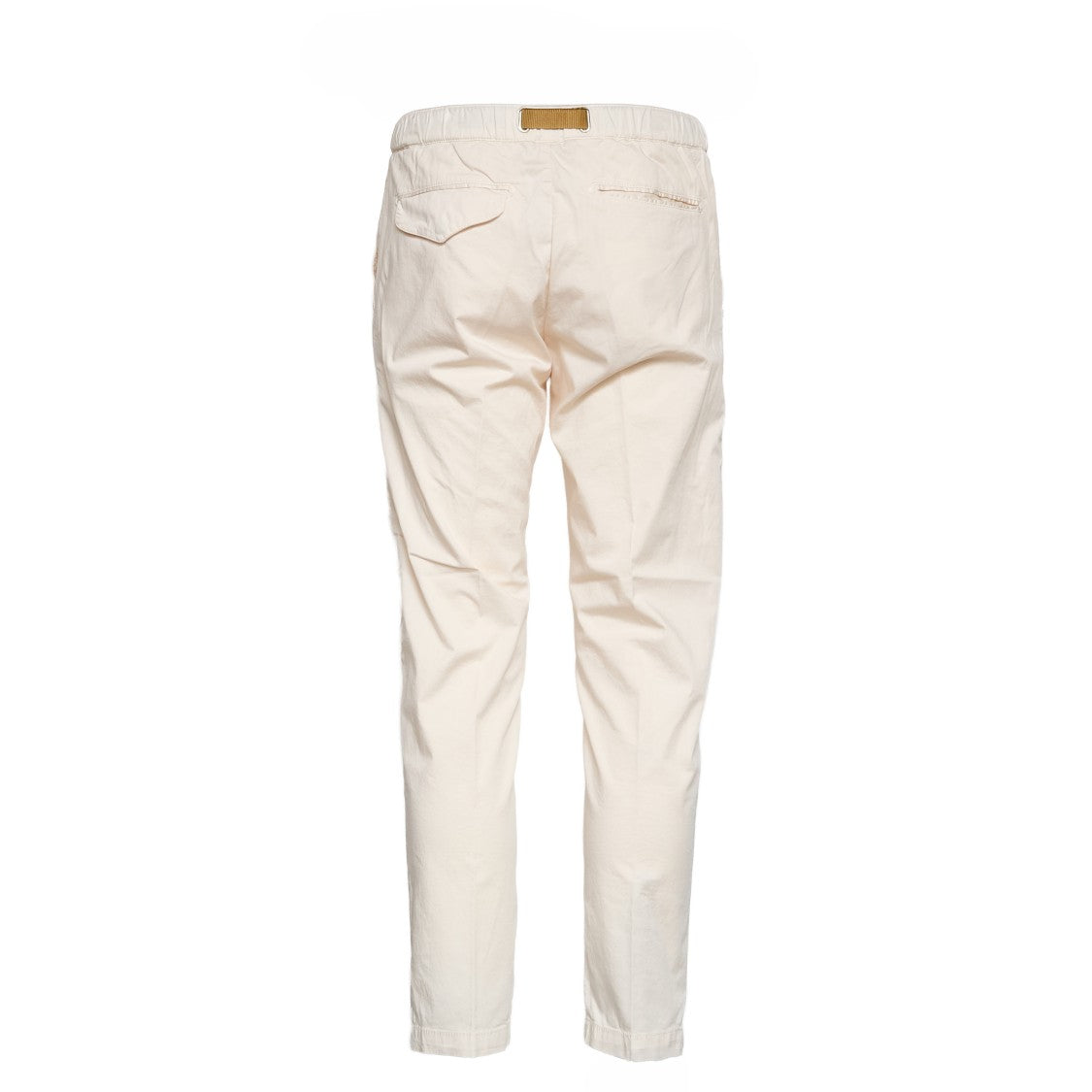 White Sand Satin Cotton Drawstring Straight Leg Pants