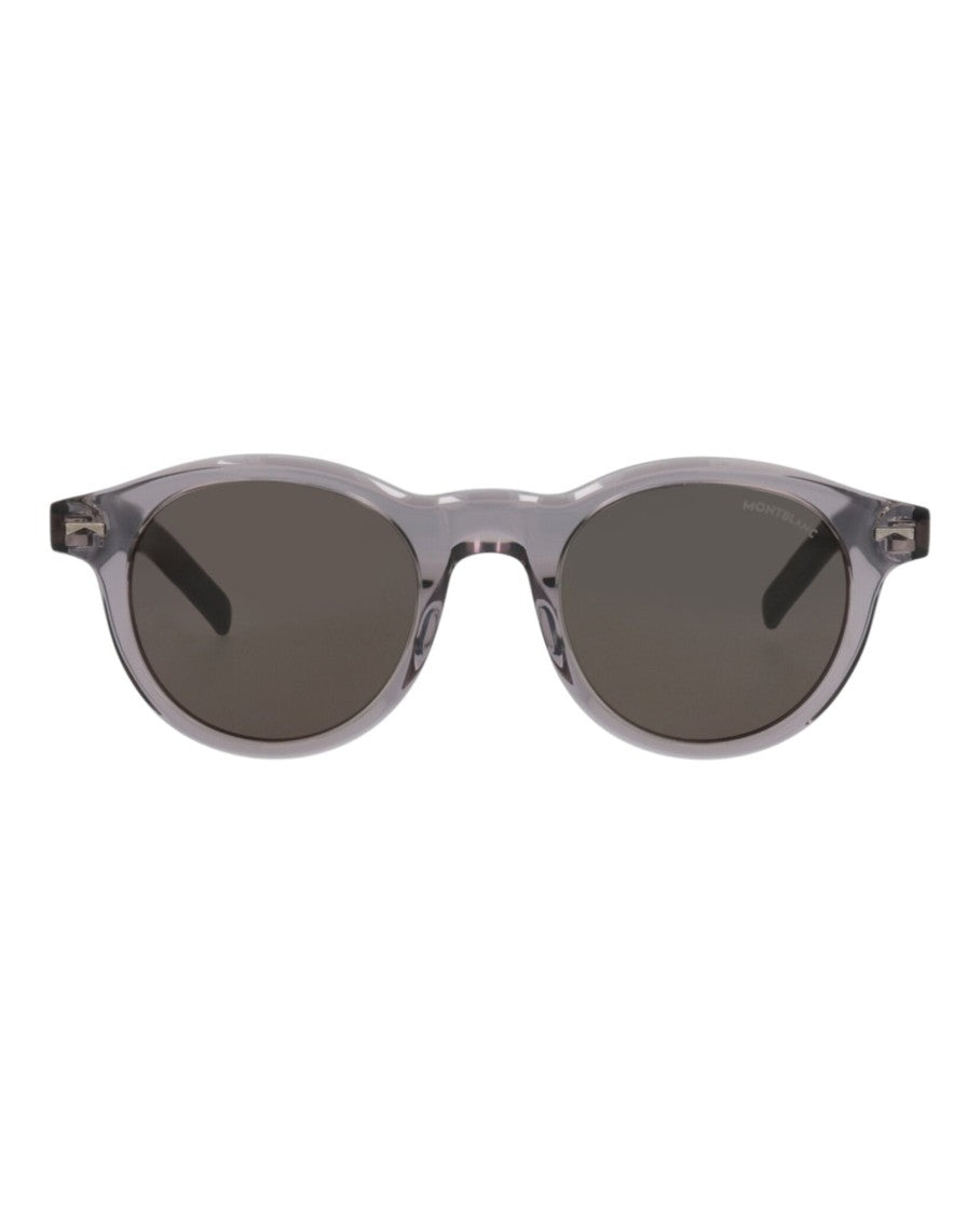 Montblanc Round-Frame Acetate Sunglasses With Saddle Nose Bridge