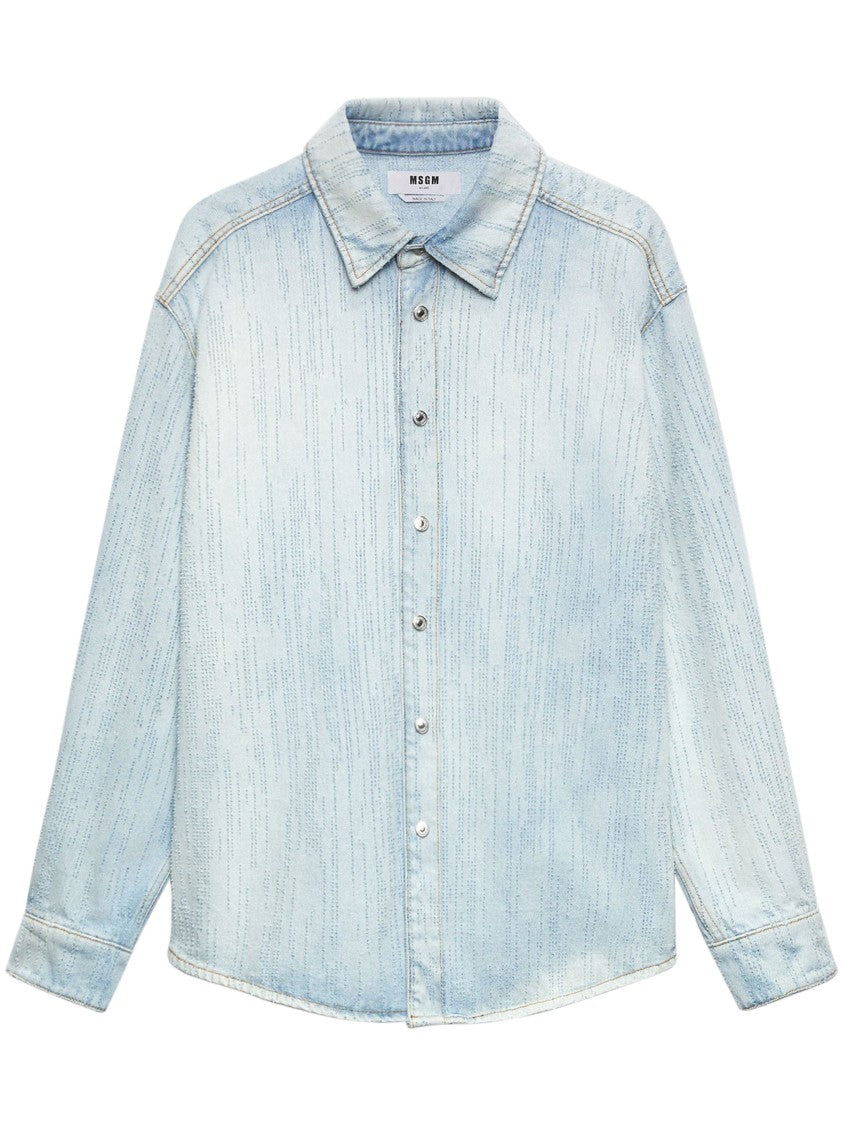 Msgm Light Blue Denim Shirt