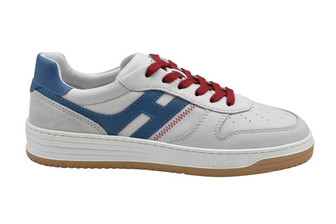Hogan White And Blue Sneakers With Sporty Accents