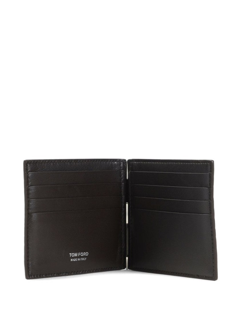 Tom Ford Crocodile-Print Leather Bi-Fold Wallet With Tone-On-Tone Logo