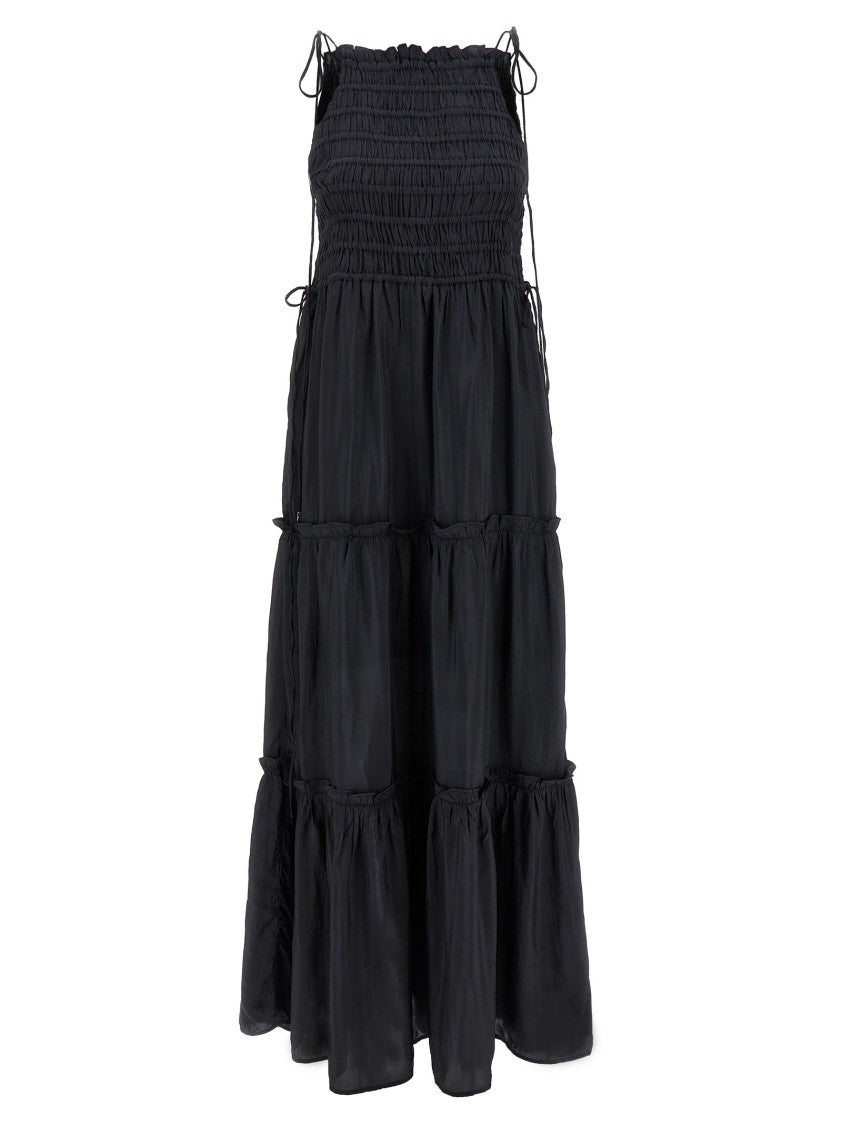 Ganni Black Smock Tie' Dress