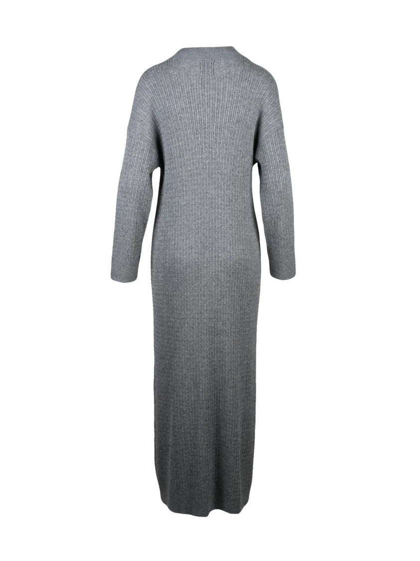Indi & Cold Ribbed Long Knit Dress With Cozy Texture