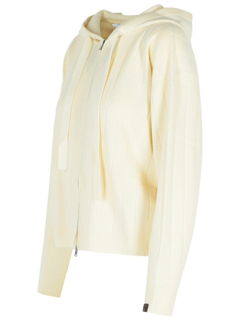 Max Mara Rubiera' White Cashmere Yarn Cardigan