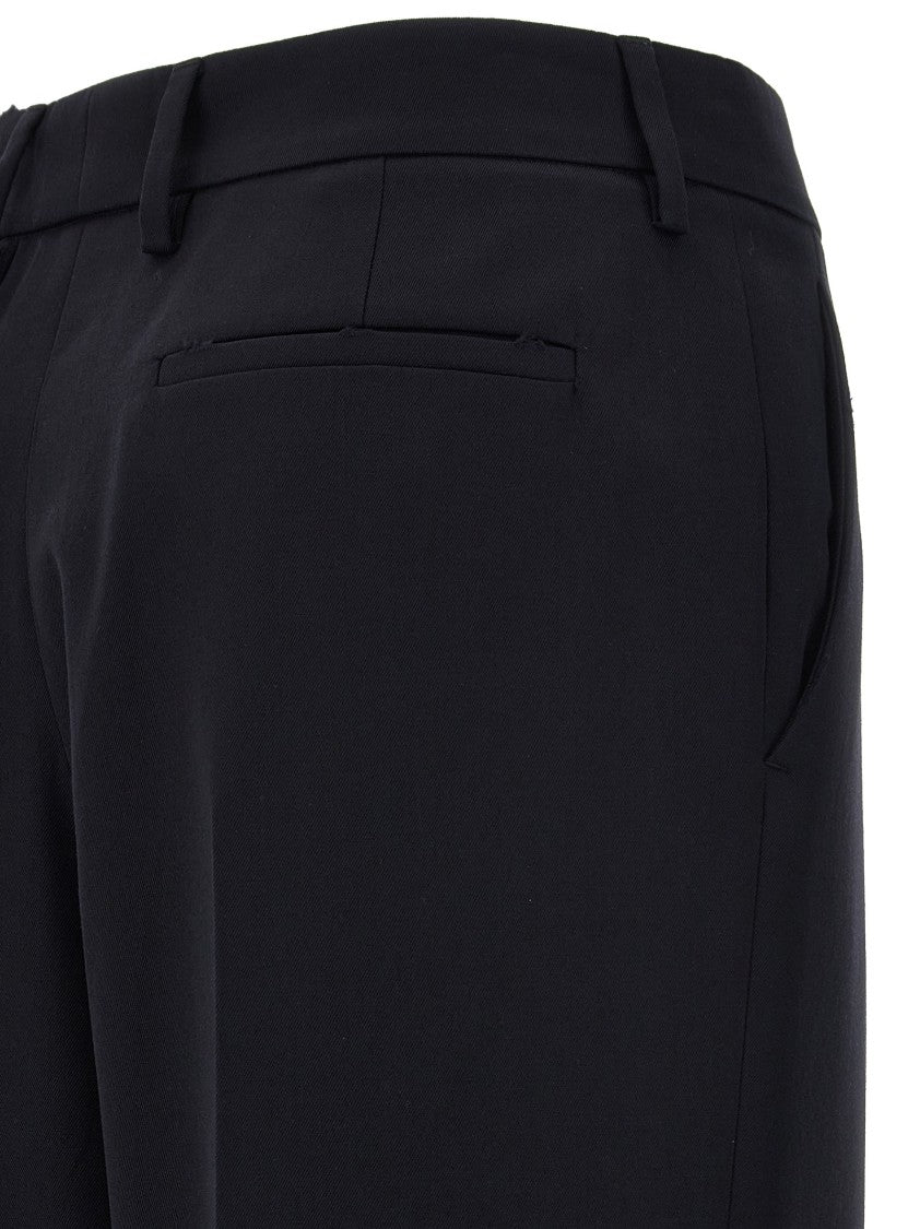 Prada Wool Gabardine Trousers With Jewel Brooch Detail