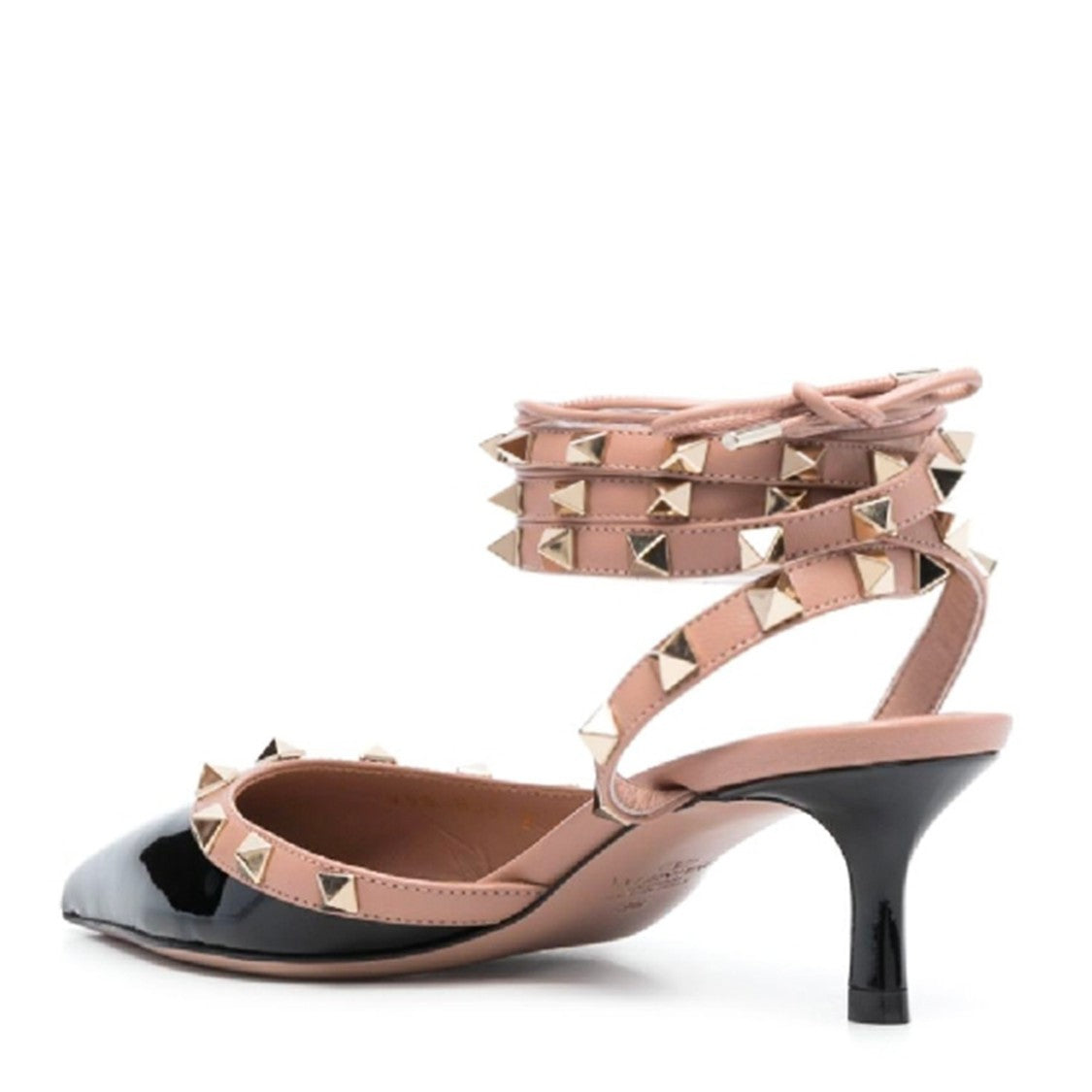 Valentino Garavani Black Leather Rockstud Slingback Pumps