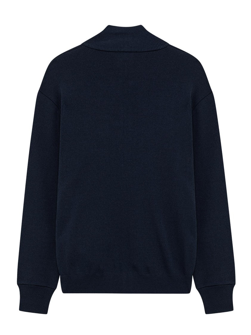 Autry Zip-Up Sweatshirt In Navy Viscose Blend