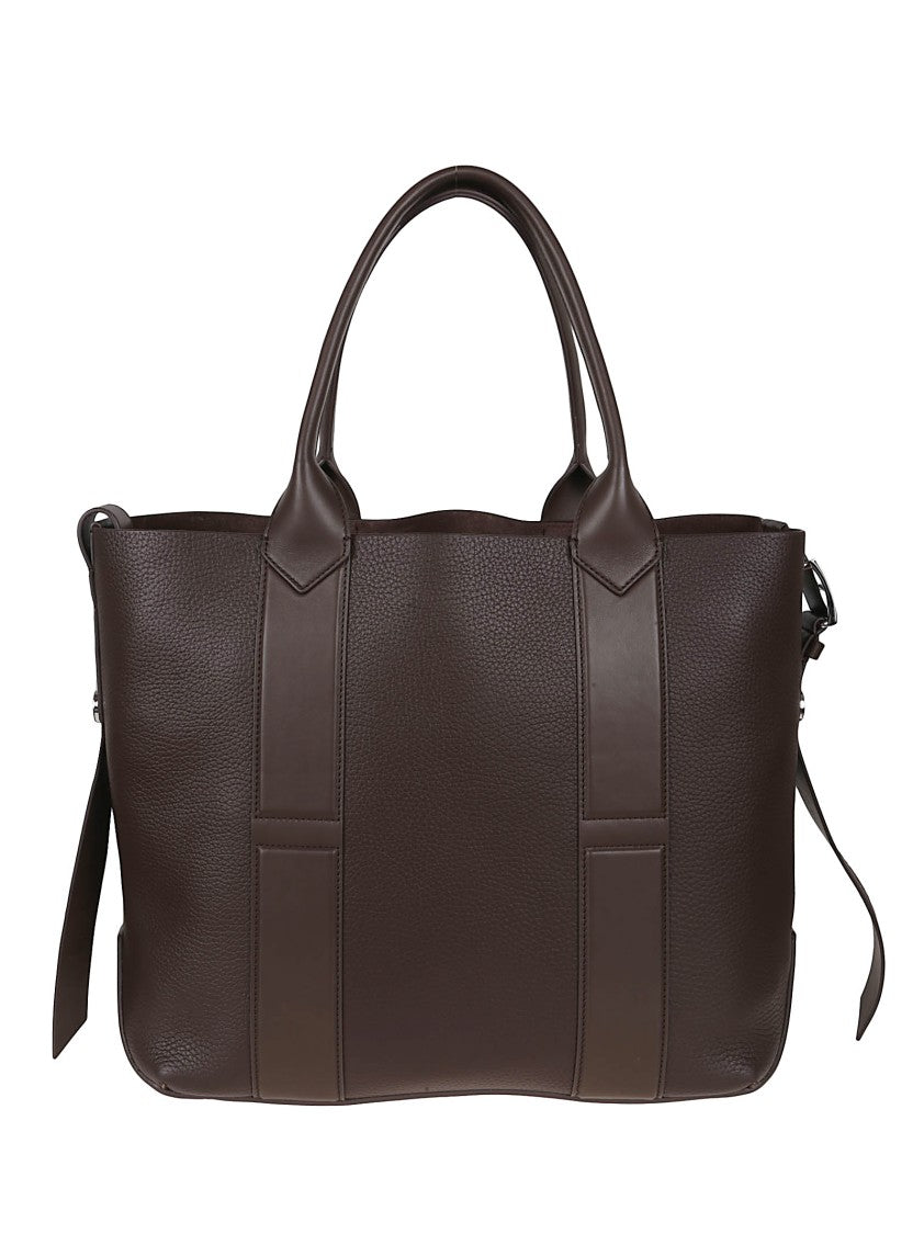 Hogan Script Shopping Bag With Grained Leather And Embossed Details