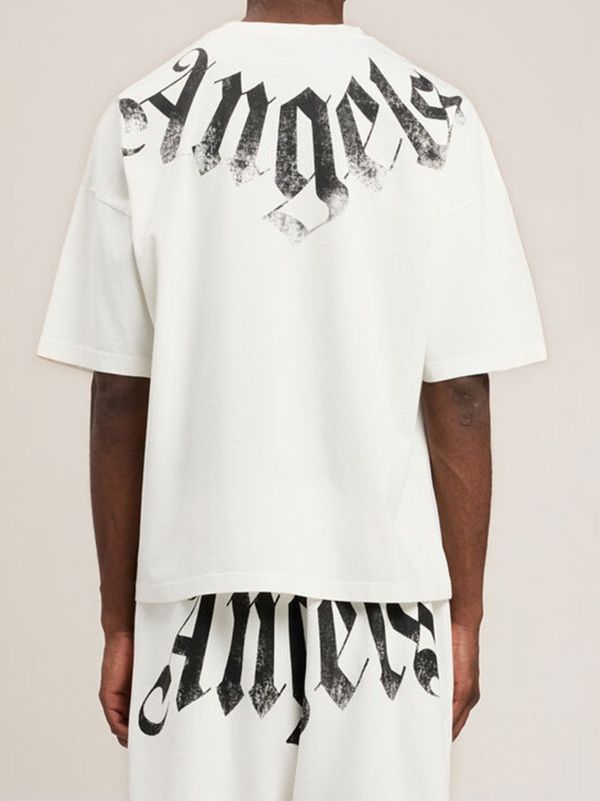 Palm Angels White Big Neck Logo Cotton T-Shirt