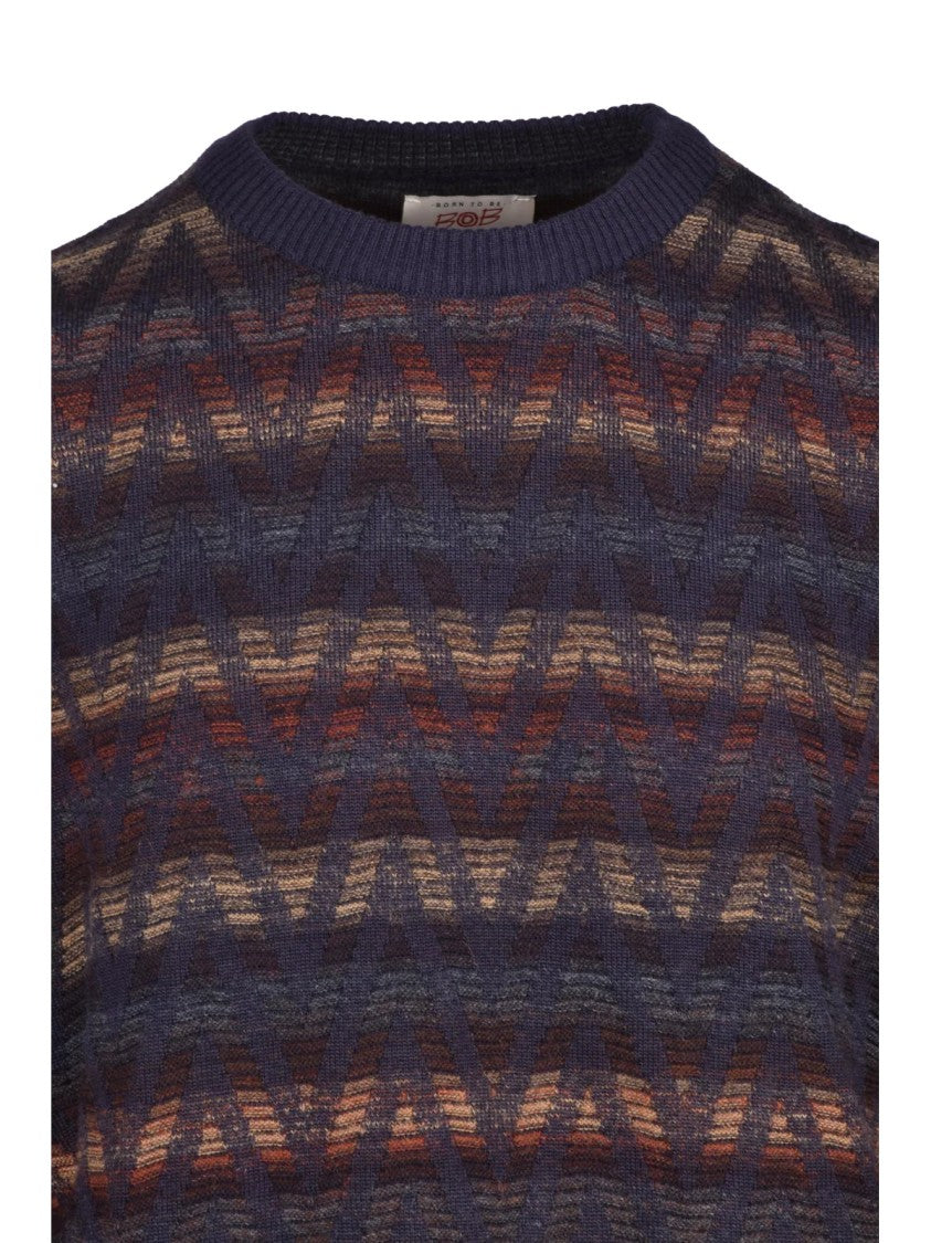 Bob Multicolor Zigzag Wool-Blend Crewneck Sweater