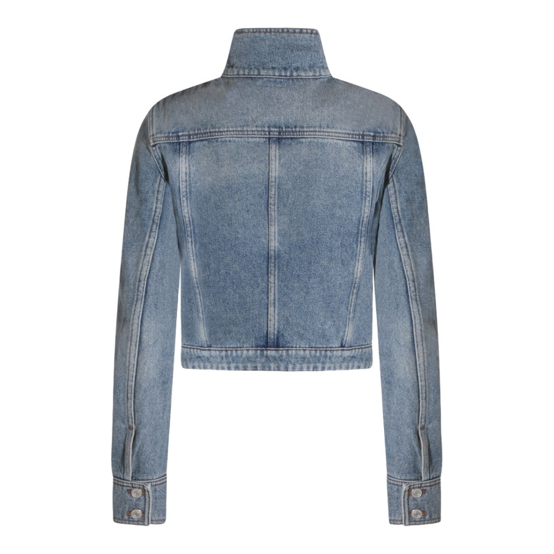 Courrèges Cropped Denim Jacket With High Stand Collar