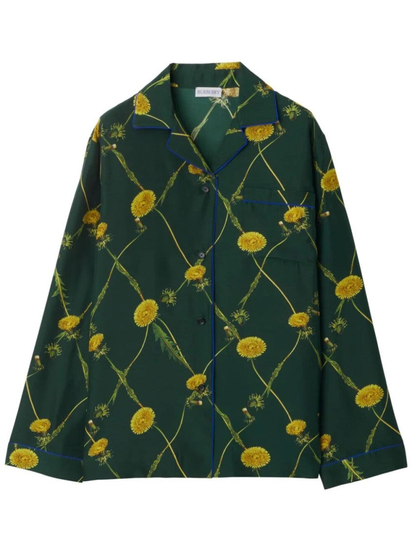 Burberry Floral Print Silk Mulberry Shirt