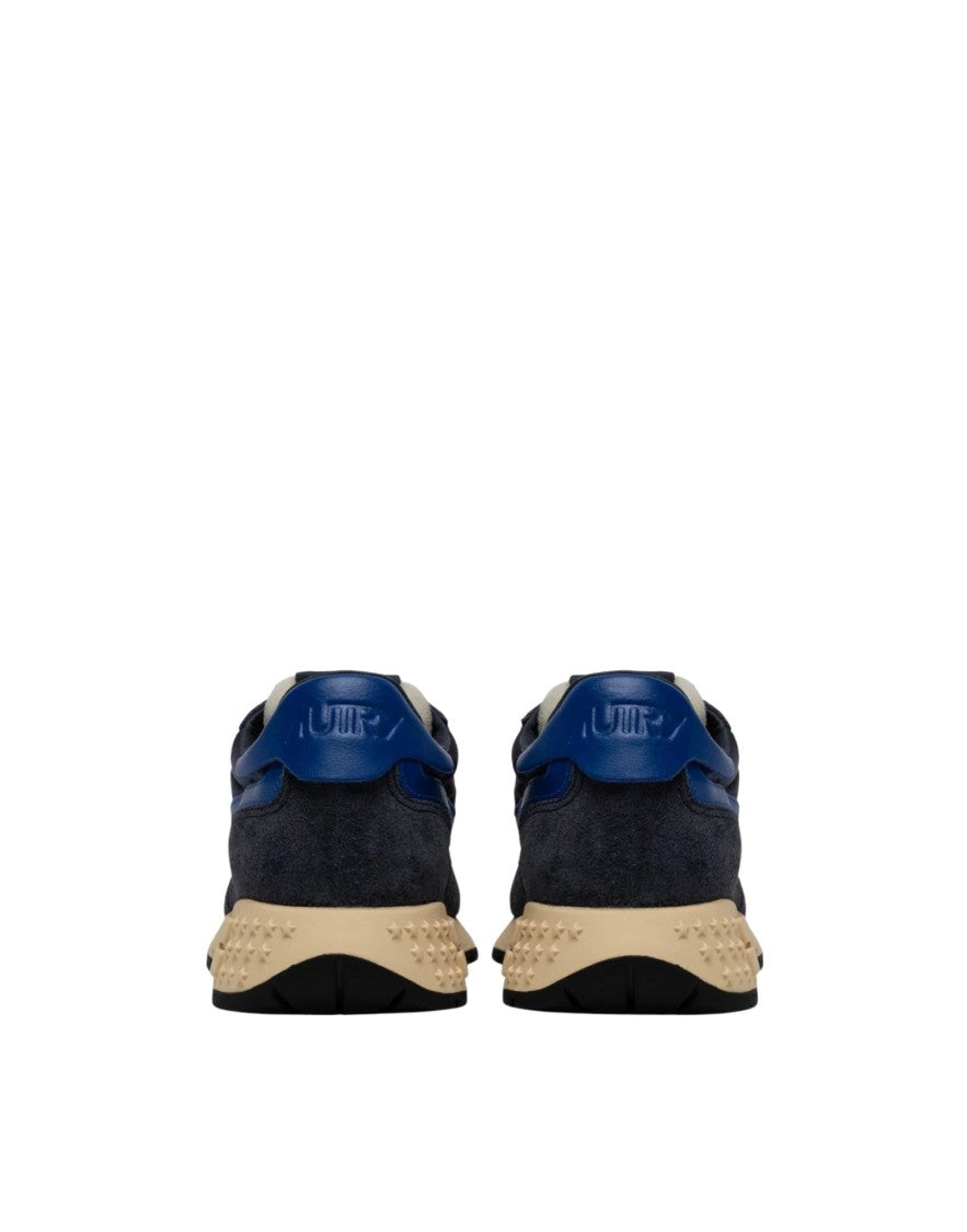 Autry White Suede Leather Blue Accent Low-Top Sneakers