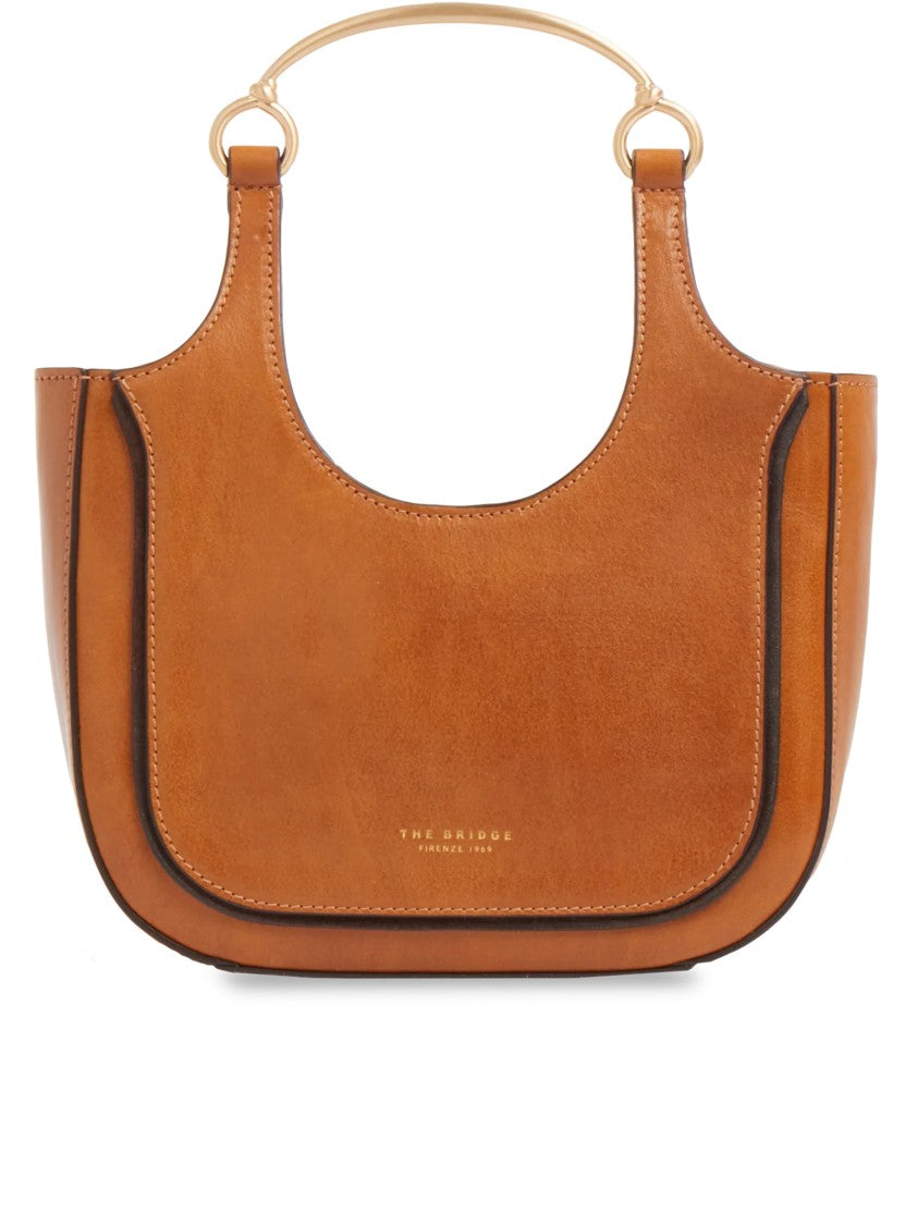 The Bridge Brown Baby Hobo Structured Leather Shoulder Bag