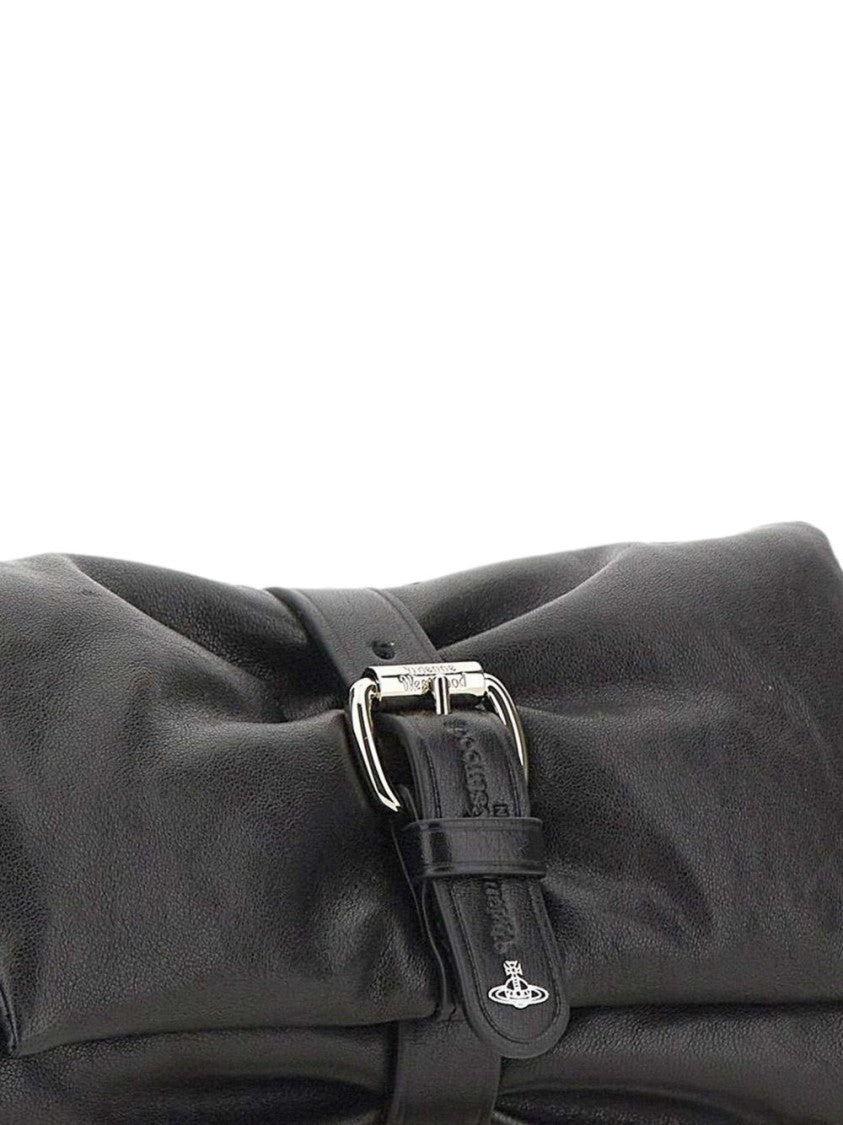 Vivienne Westwood Gathered Leather Clutch With Silver Accents