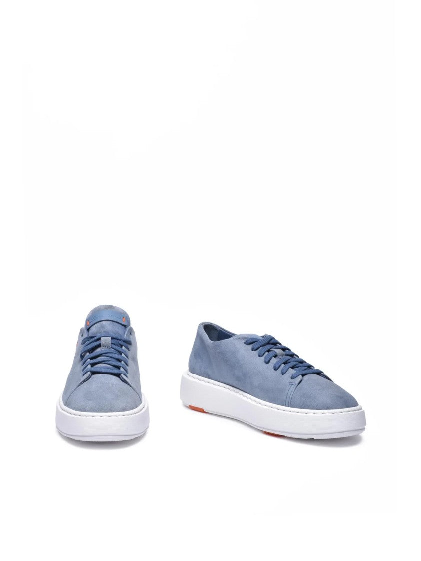 Santoni Blue Suede Rubber Women's Suede Sneakers