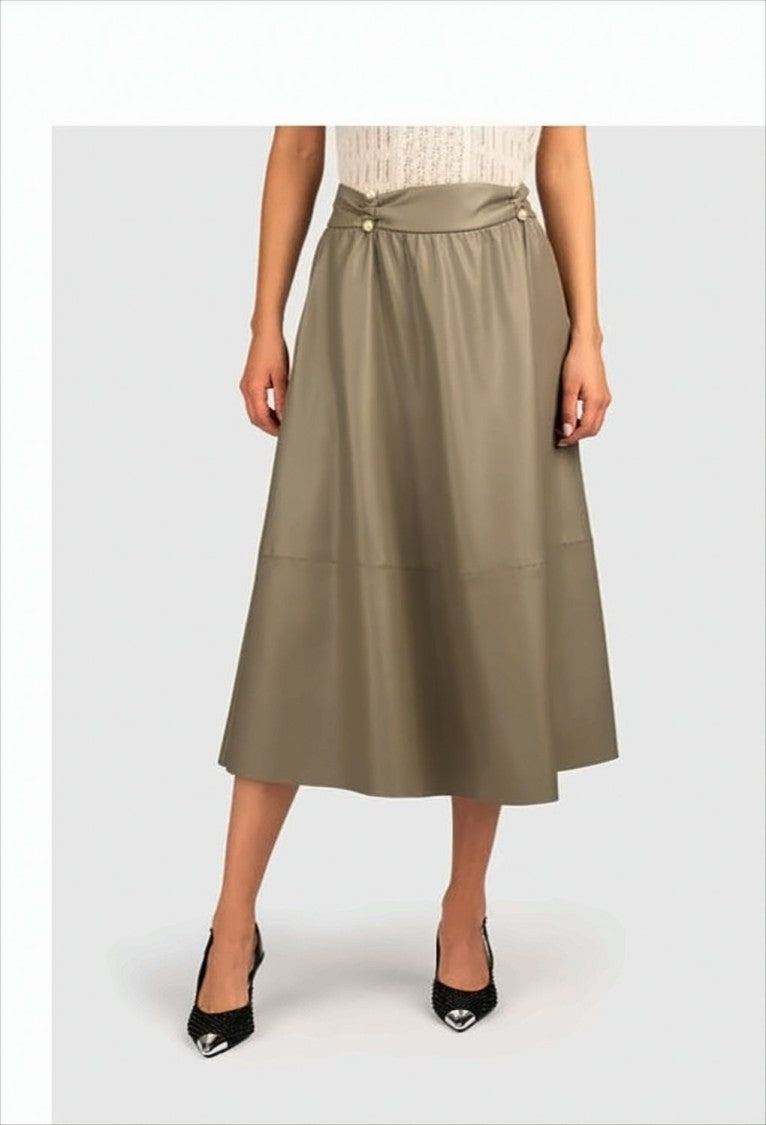 Liu Jo Longuette Skirt With Pearl-Embellished Waist
