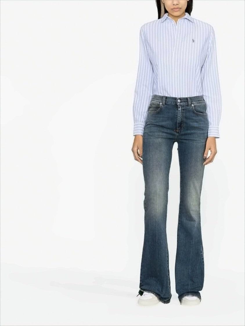 Polo Ralph Lauren Striped Button-Up Blouse With Pointed Collar