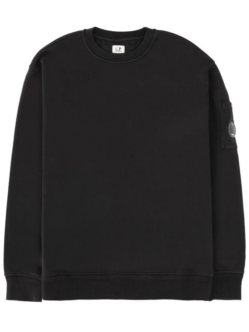 C.P. Company Black Sleeve Logo Cotton Sweatshirt