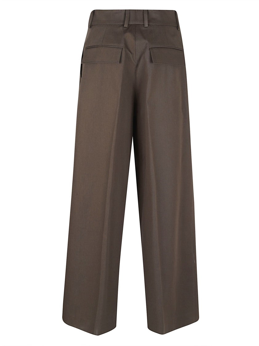 Parosh Wide-Leg Cotton Trousers With Dart Detailing