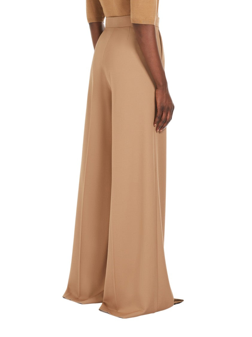 Max Mara Wide-Leg Beige Trousers With Sharp Pleats