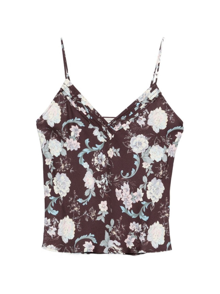 Forte Forte Floral-Patterned V-Neck Sleeveless Top With Adjustable Straps