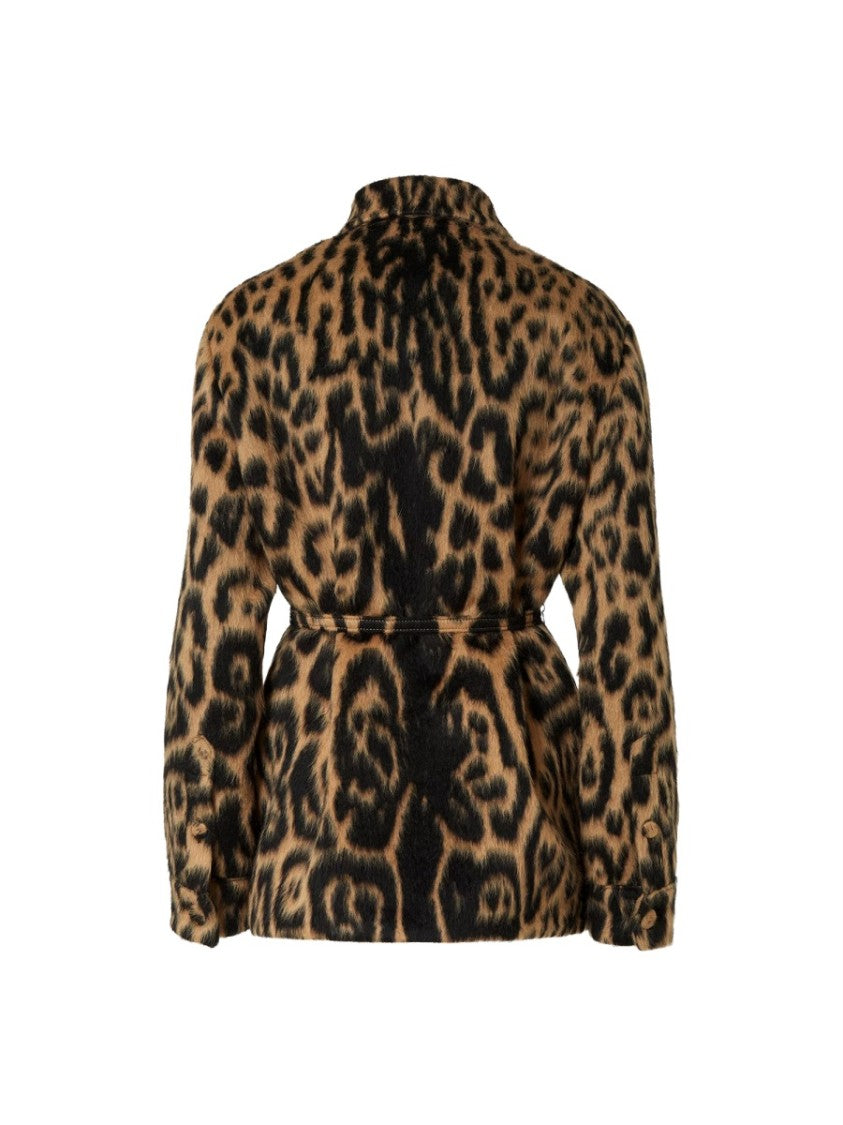 Fendi Leopard Go-To Wool-Blend Jacket