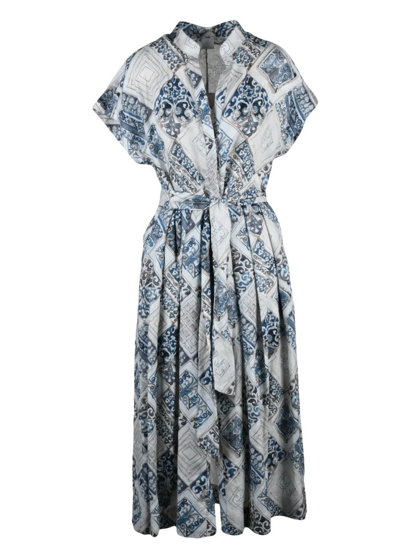 Eleventy Blue Linen Shirt Dress
