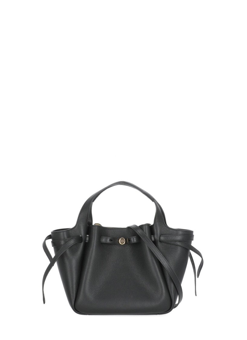 Tory Burch Black Textured Leather Removable Strap Shoulder Bag