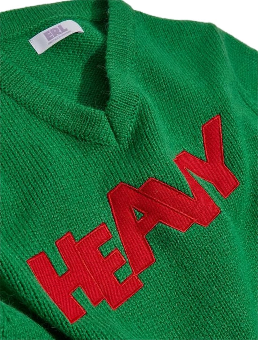 Erl Knitted Sweater With Bold Red Applique