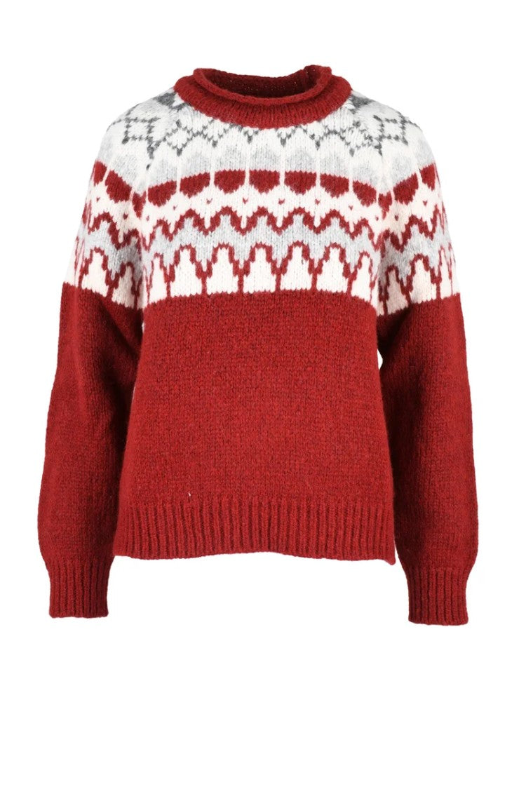 Eleventy Women's Crew Neck Knit - Red/White
