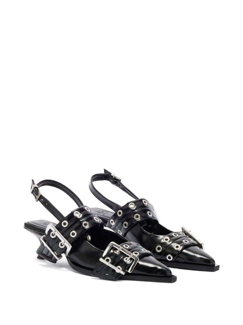 Ganni Pointed Toe Flats With Wide Straps