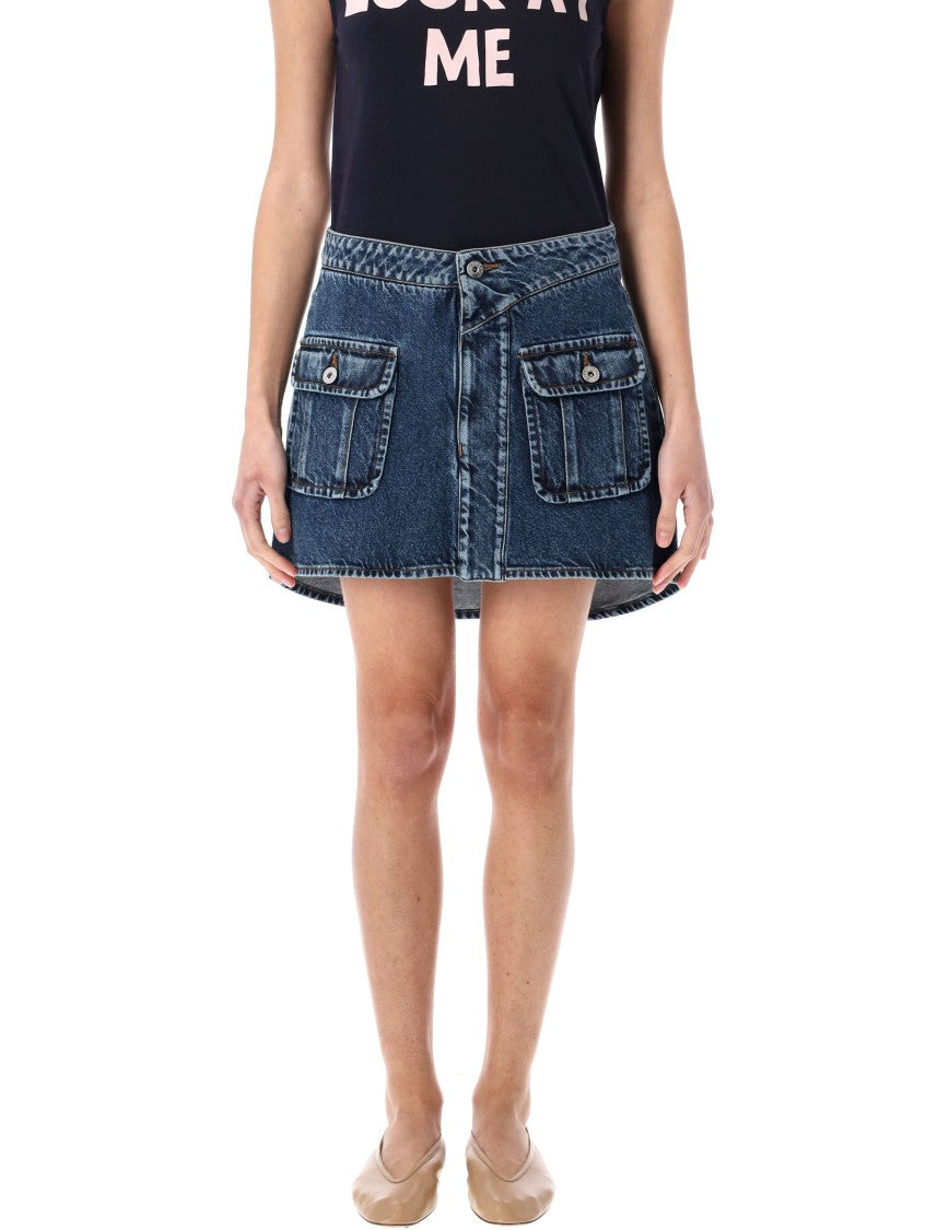 J. W. Anderson Curved Patch Pockets Mini Denim Skirt