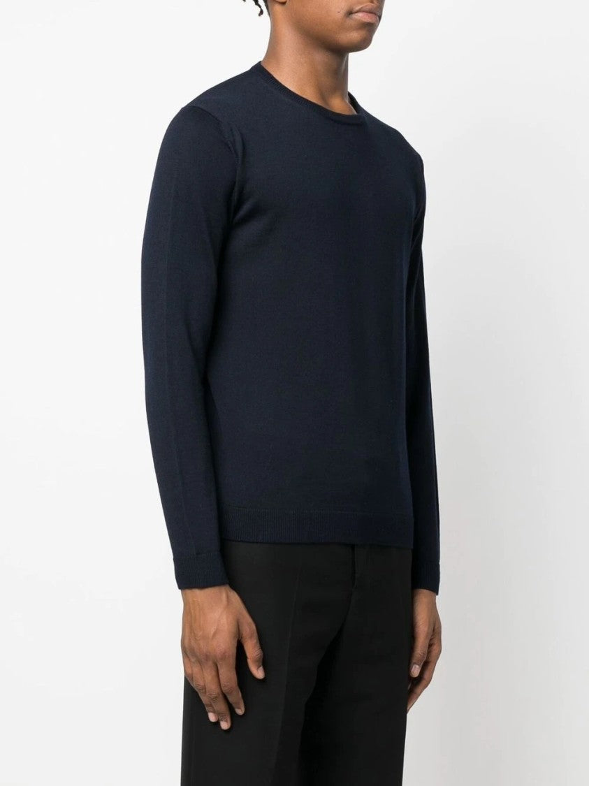 Roberto Collina Fitted Black Crew Neck Sweater
