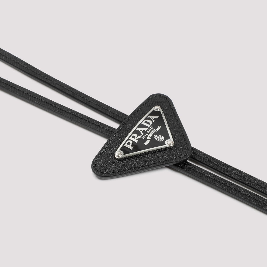 Prada Black Calf Leather Bolo Tie