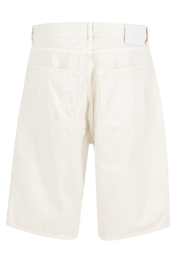 Icon Denim Cream Ned Five-Pocket Wide Denim Shorts