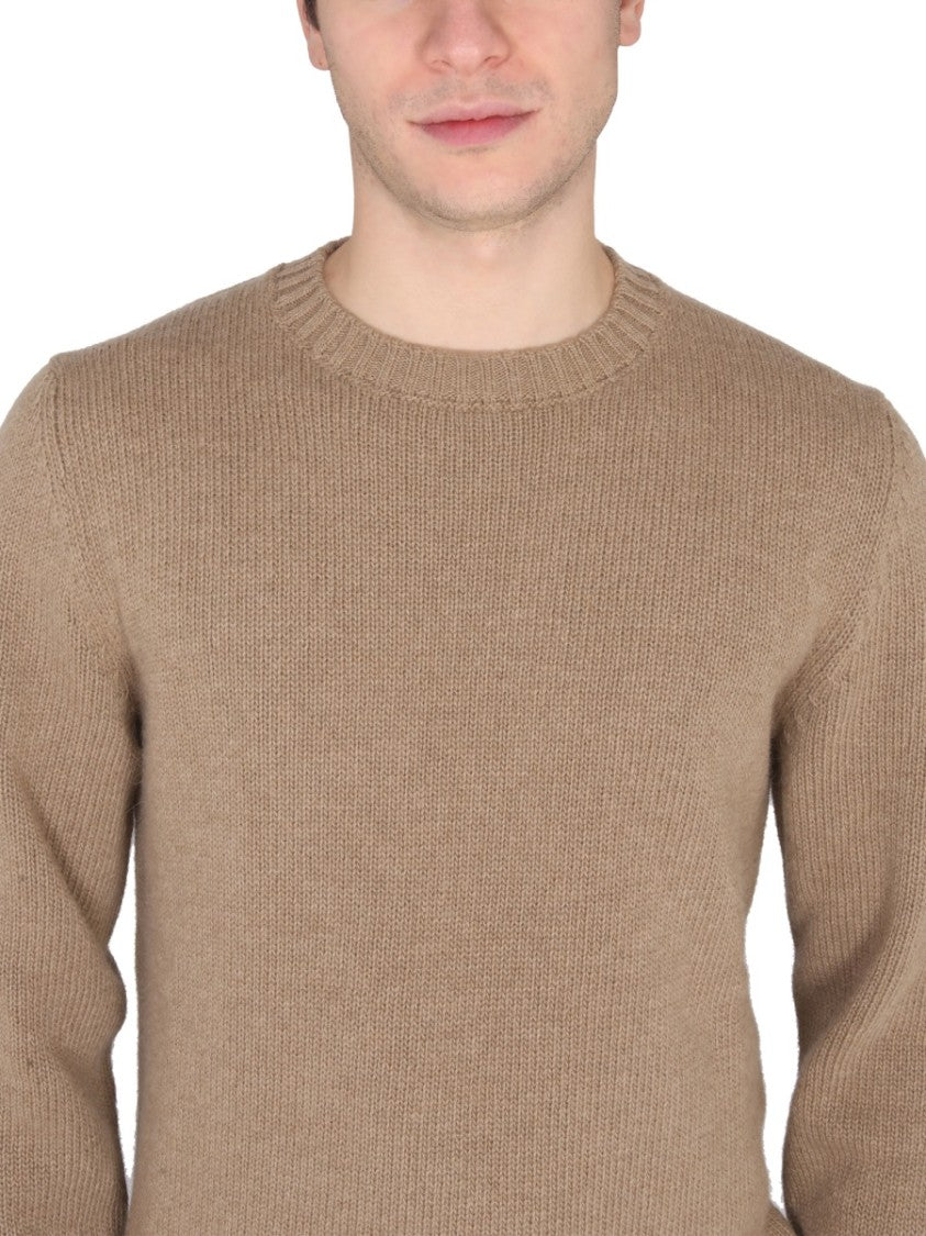 Pt Torino Cross-Neck Ribbed Knit Sweater