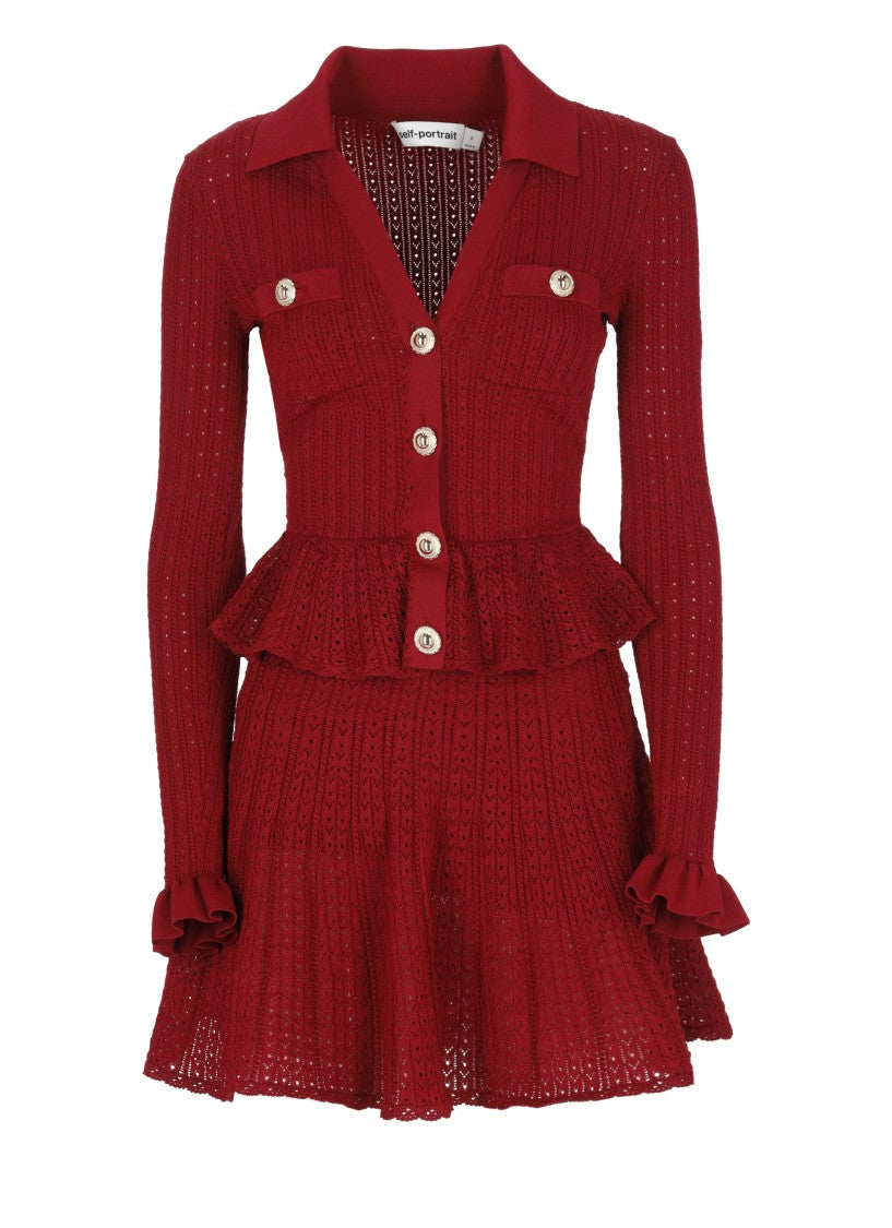 Self-Portrait Pointelle Mini Dress