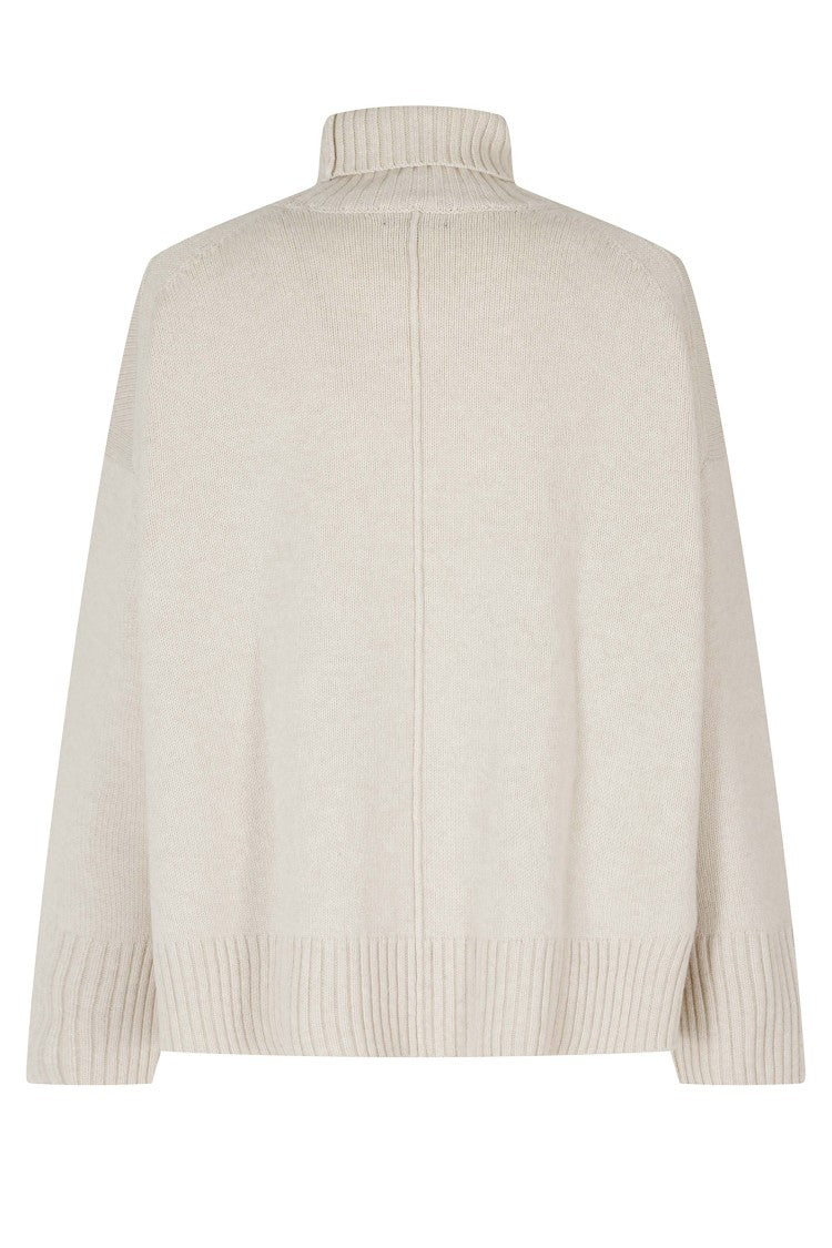 Soeur Ecru William Loose-Fitting High Neck Merino Wool Sweater